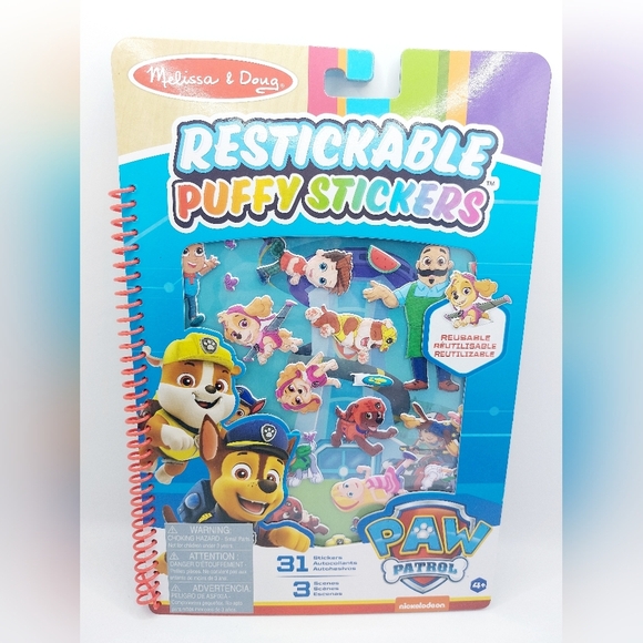 Melissa & Doug Paw Patrol Restickable Puffy Sticker Pad Book Activity Reusable - Picture 1 of 6